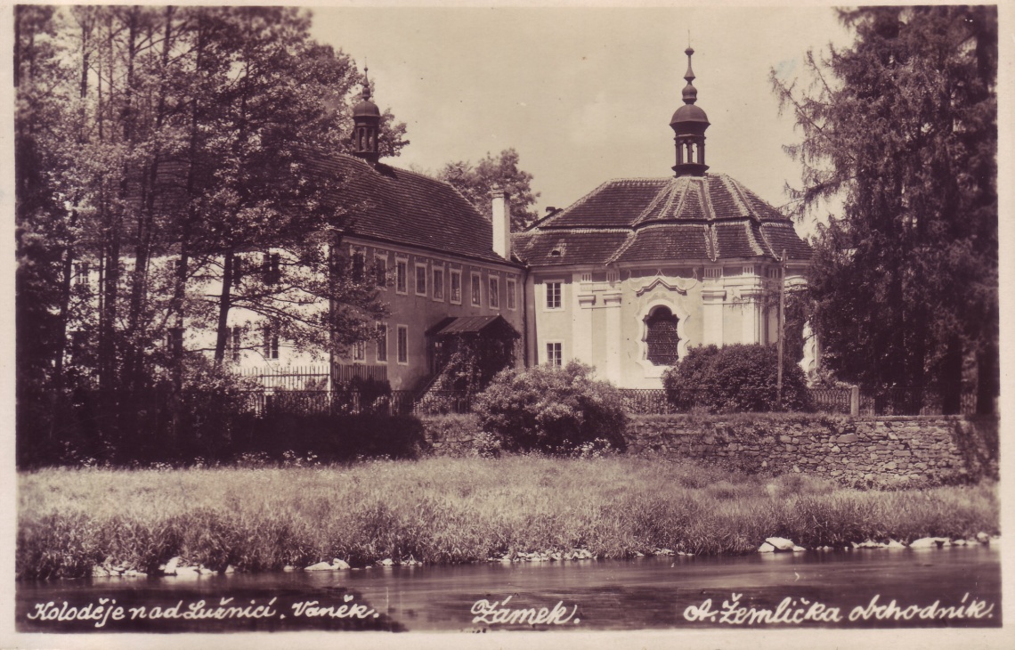  Schloss Koloděje nad Lužnicí.  Karte lief 1939 nach Wels, Oberdonau